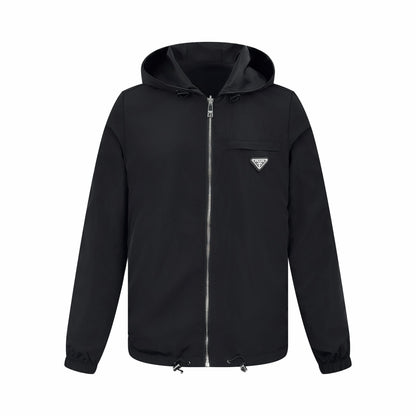 Prada Reversible Nappa Leather and Re-Nylon Jacket "Black"