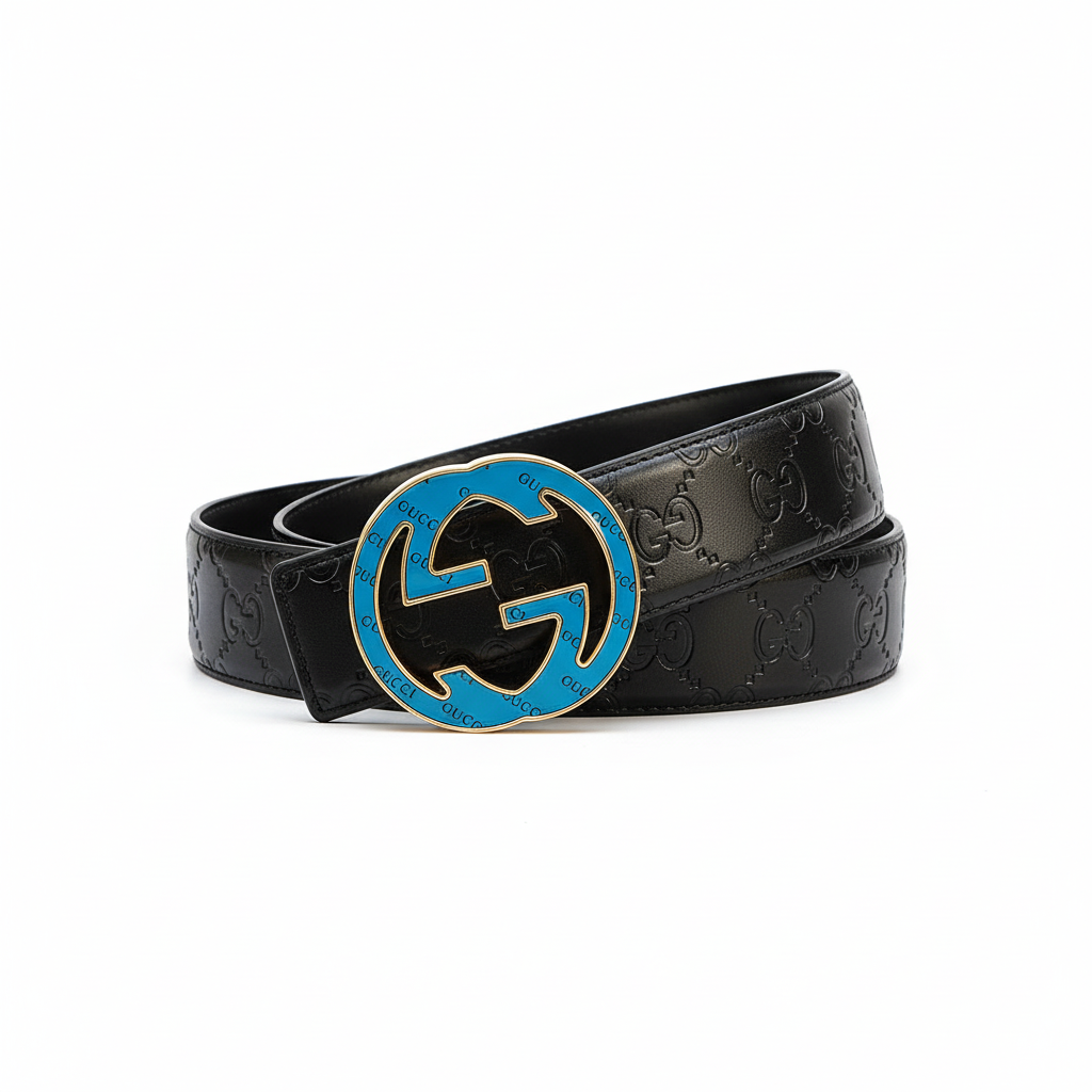 Gucci Leather Belt "Black-Blue"