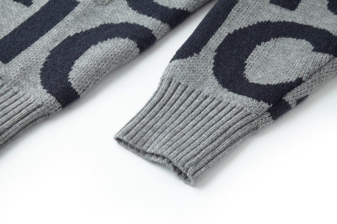 Gucci Logo Intarsia Wool Cardigan "Grey"