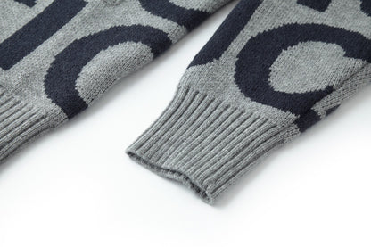 Gucci Logo Intarsia Wool Cardigan "Grey"