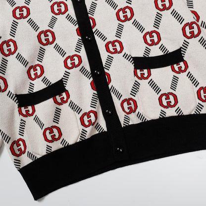 Gucci Cardigan "Beige-Black-Red"