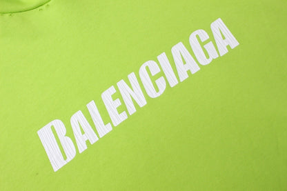 Balenciaga Distressed Caps Boxy Hoodie "Lime-White"