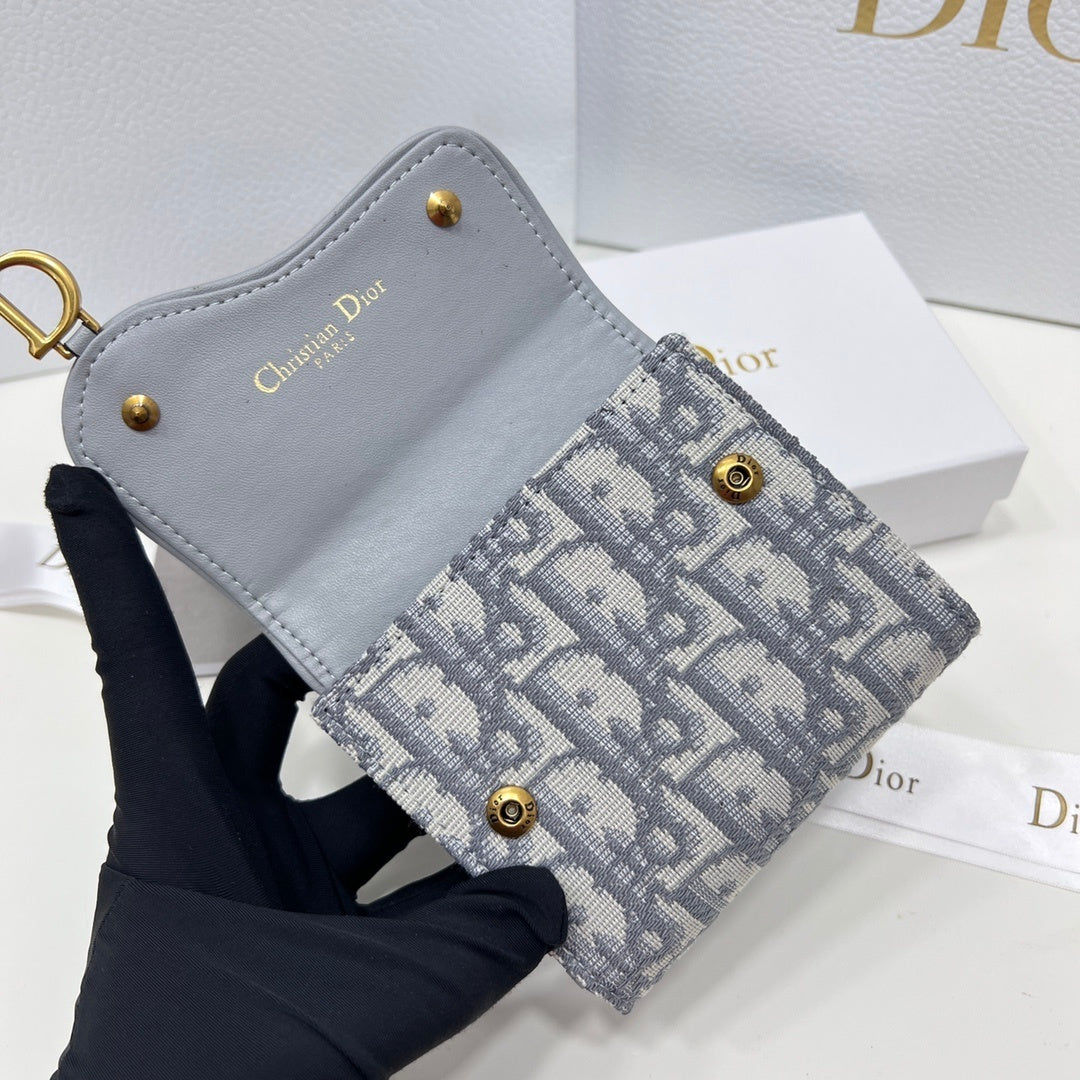 Dior Saddle Lotus Wallet Gray Dior Oblique Jacquard