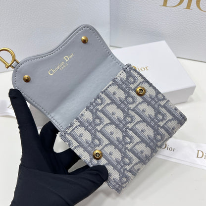 Dior Saddle Lotus Wallet Gray Dior Oblique Jacquard