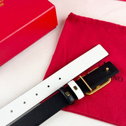 Valentino VLogo Signature Reversible 30mm Leather Belt "Black" and "White"