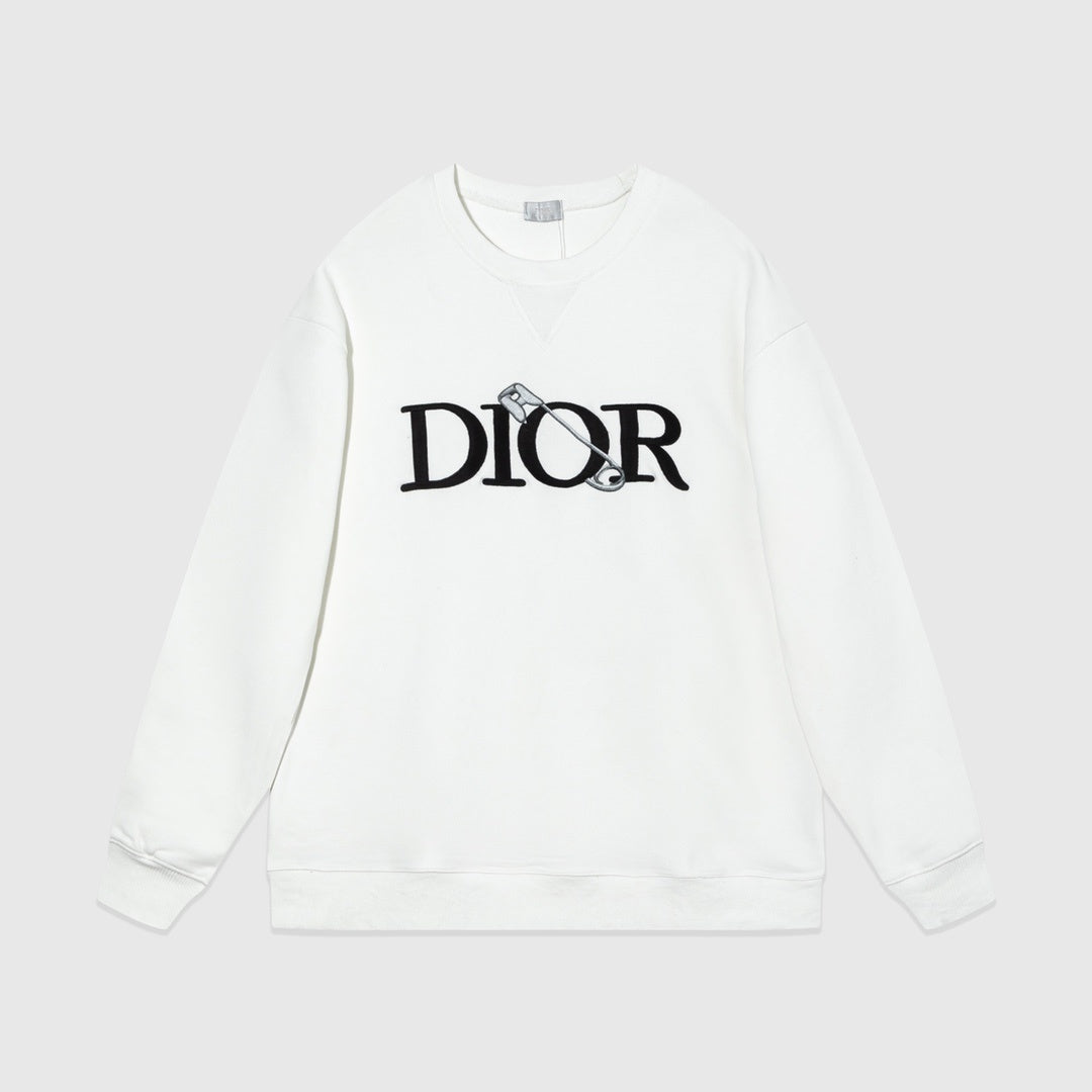 Dior x Judy Blame Safety Pin Logo Embroidered Sweatshirt "White"