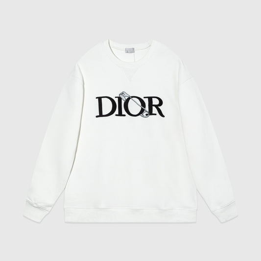 Dior x Judy Blame Safety Pin Logo Embroidered Sweatshirt "White"