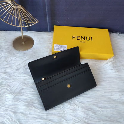 Fendi Roma Continental Black Leather Wallet