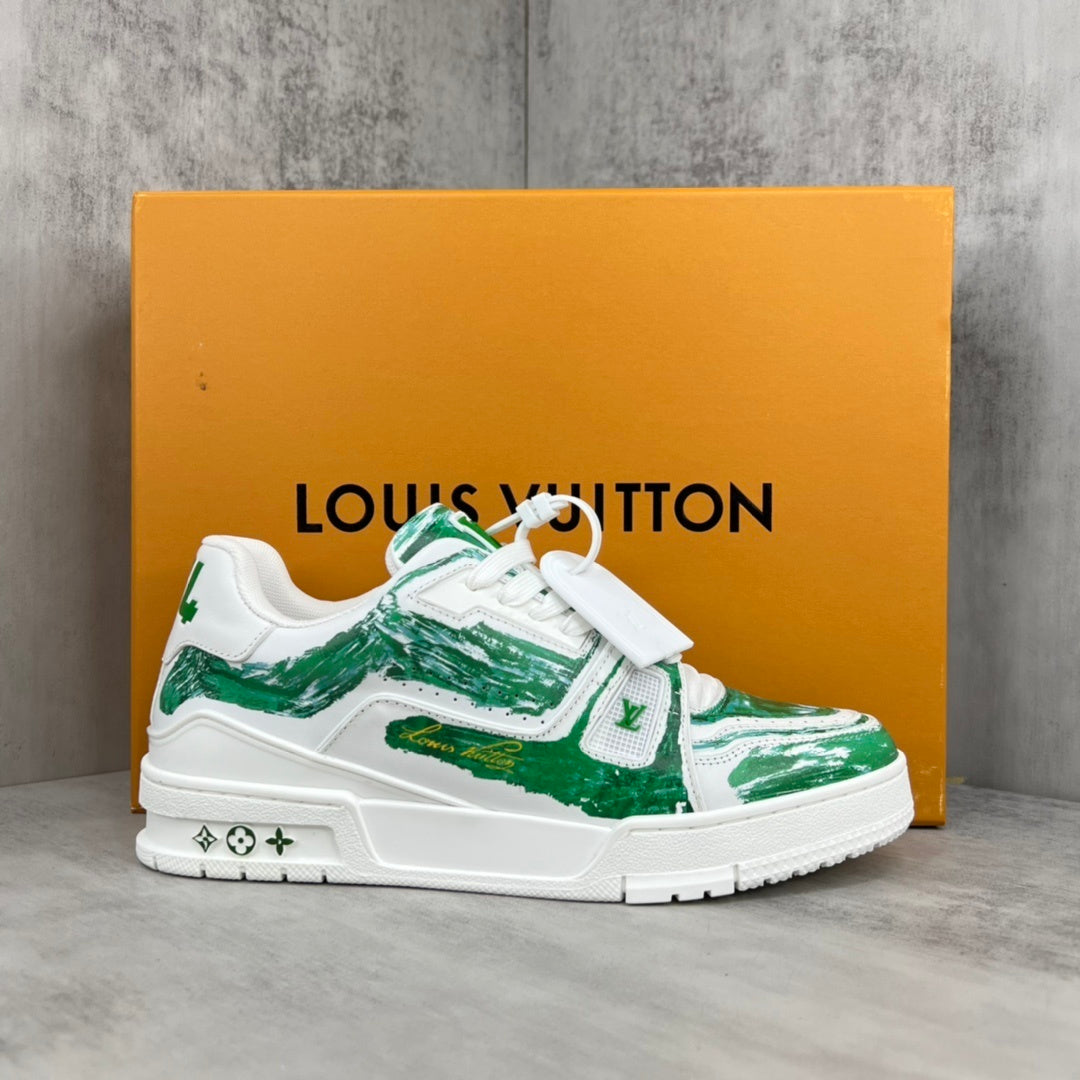 Louis Vuitton Trainers "White-Green Colored"