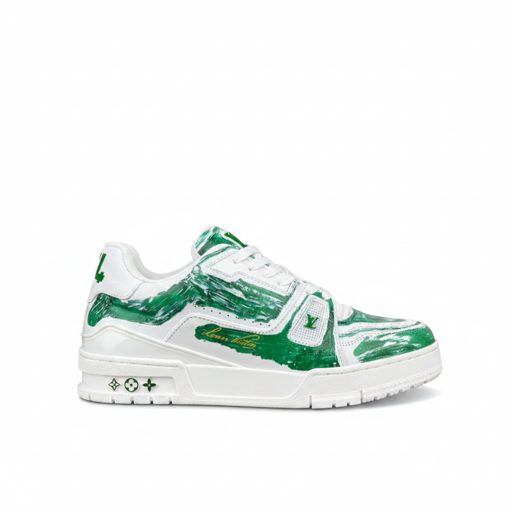 Louis Vuitton LV Trainers "White-Green Colored"