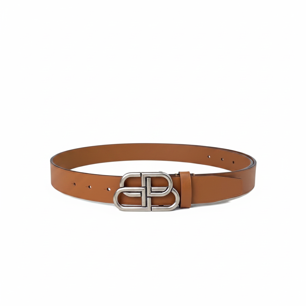 Balenciaga BB Leather Belt "Camel"