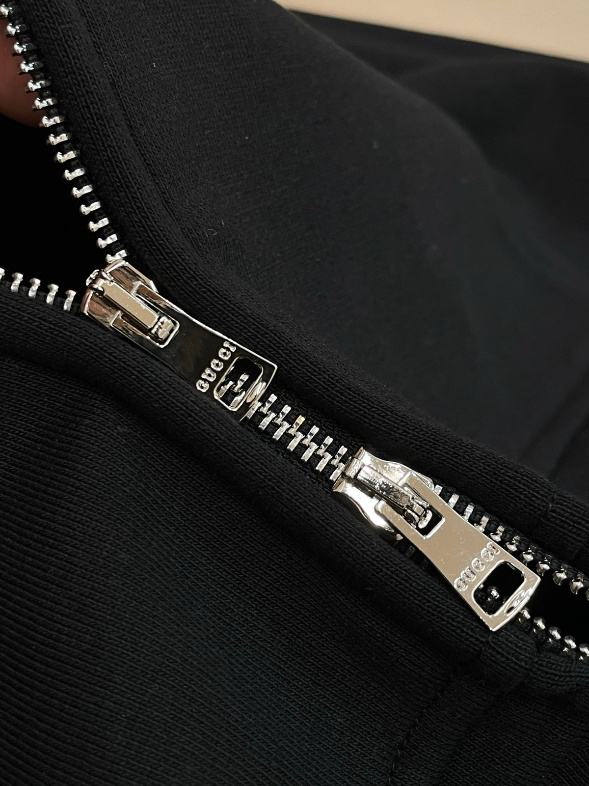 Gucci Brushed Cotton Jersey Zip Sweatshirt "Black"