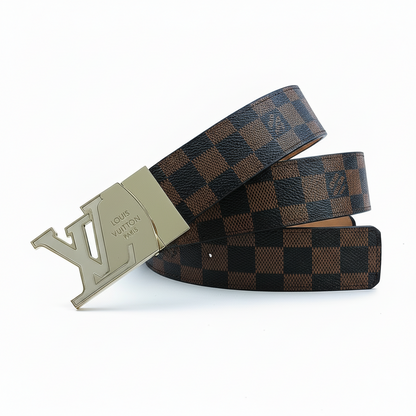 Louis Vuitton Leather Belt "Brown-White"