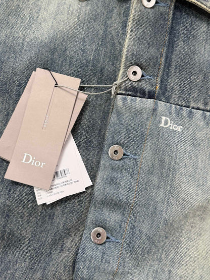 Dior Overshirt with Patchwork Effect "Blue Cotton Twill"