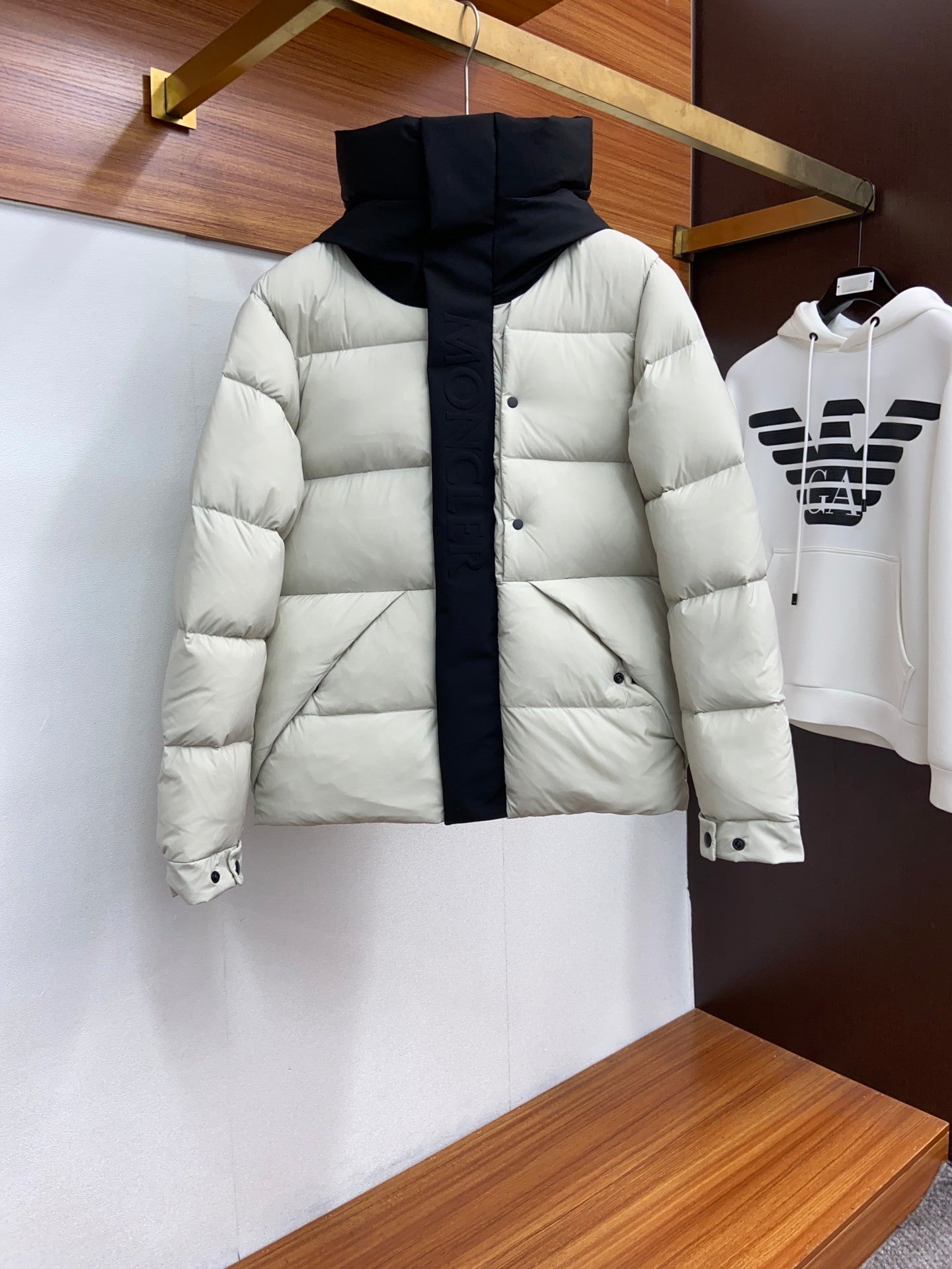 Moncler Madeira Hooded Down Jacket "White-Black"