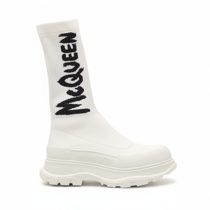Alexander McQueen Tread Slick Boot "Ribbed White"