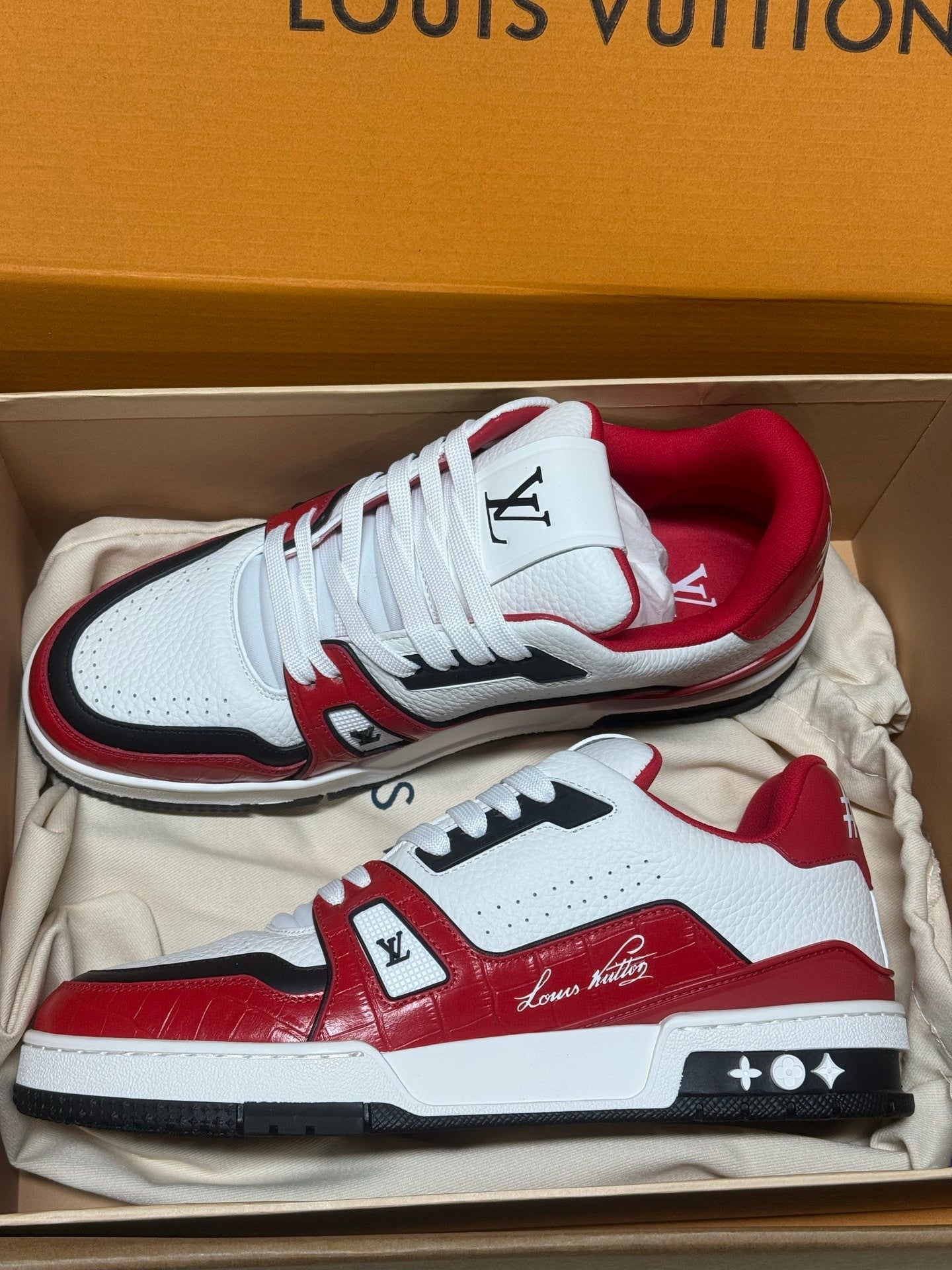 Louis Vuitton LV Trainers "White-Red Crocodile"