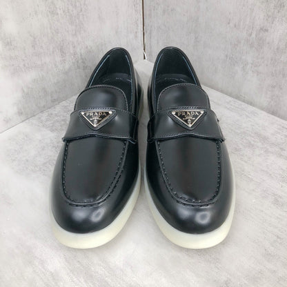 Prada triangle-Logo Leather Loafer "Black Matte"