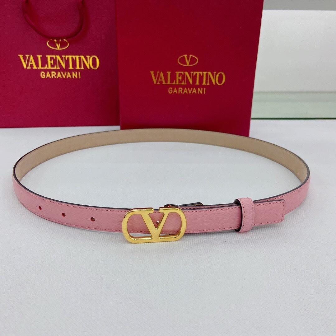 Valentino VLogo Signature 20mm Leather Belt "Pink"