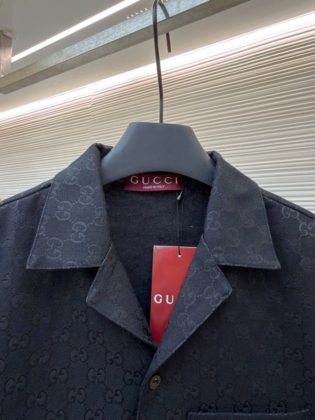 Gucci GG Canvas Linen Blend Bowling Shirt "Black"