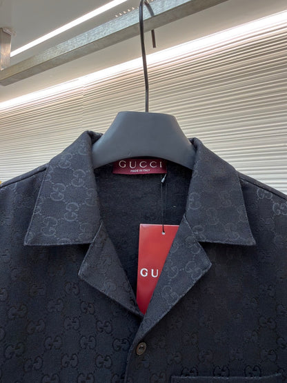 Gucci GG Canvas Linen Blend Bowling Shirt "Black"