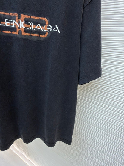 Balenciaga Logo Print T-Shirt "Faded Black"