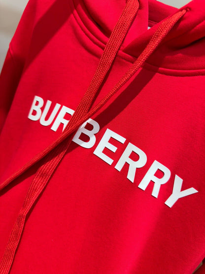 Burberry  Logo Print Cotton Hoodie "Red"