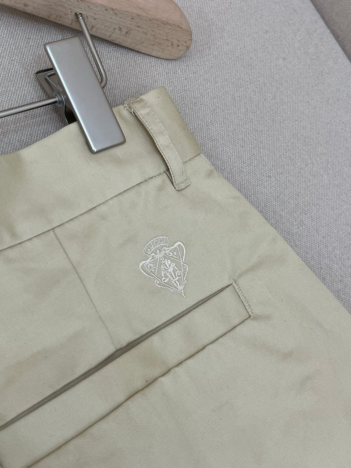 Gucci Cotton Twill Pants with Embroidery "Sand"