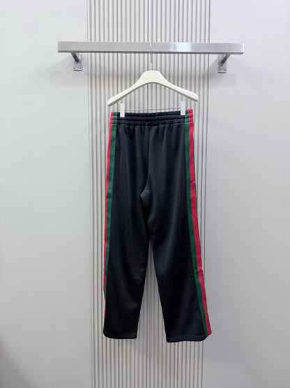 Gucci Silk Cotton Sportswear Pants with Web "Black"