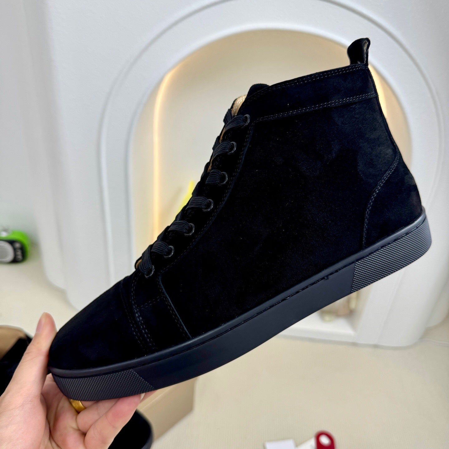 Christian Loubotin Louis High-Top Veau Velours "Black"