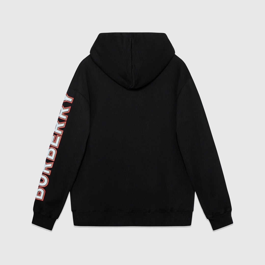 Burberry Logo Print Zip-Up Hoodie "Black"