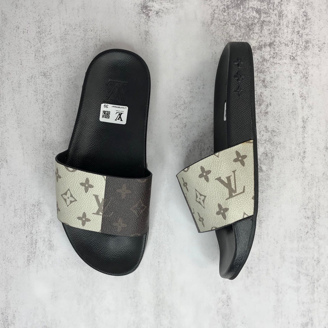 Louis Vuitton Slides "Black-White-Brown"