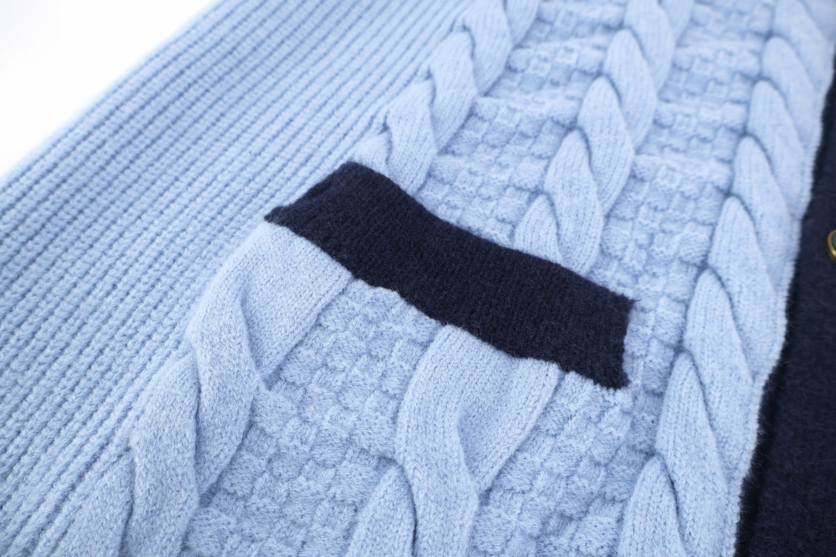 Louis Vuitton Cable-Knit Shirt Cardigan "Pale Blue"