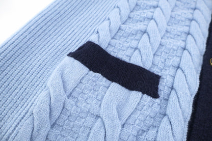Louis Vuitton Cable-Knit Shirt Cardigan "Pale Blue"