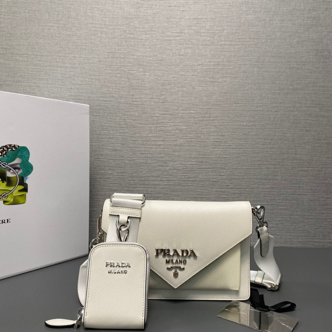 Prada Saffiano Leather Mini Envelope Bag