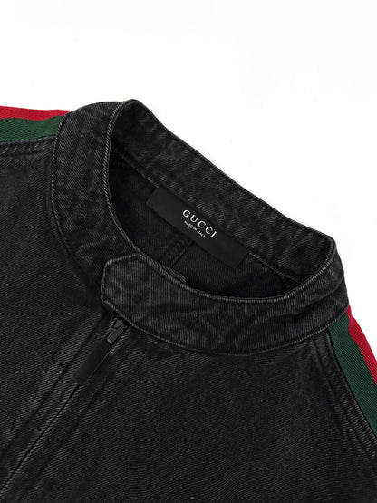 Gucci Denim Biker Jacket with Web Detail