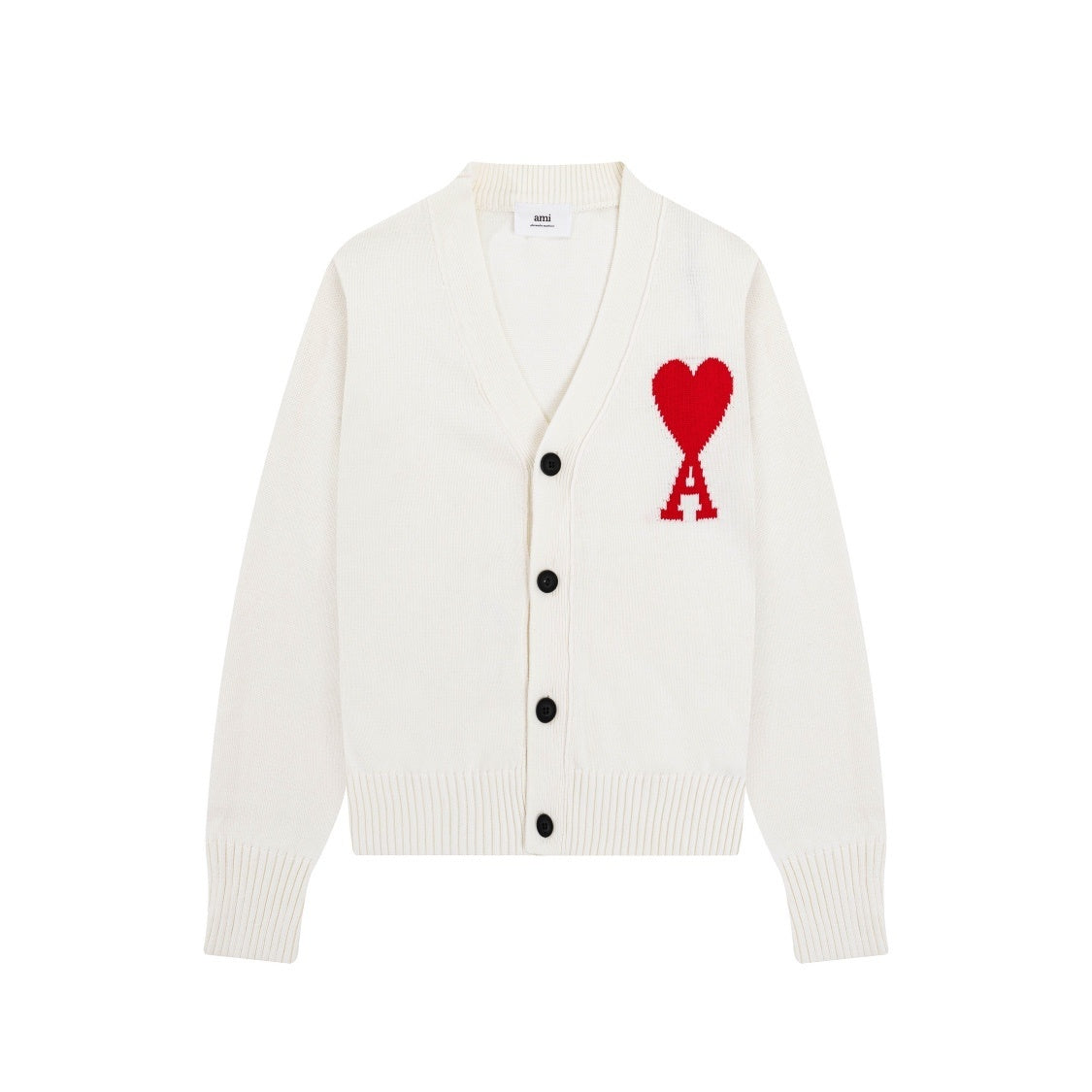 AMI Paris Ami De Coeur Cardigan "White"