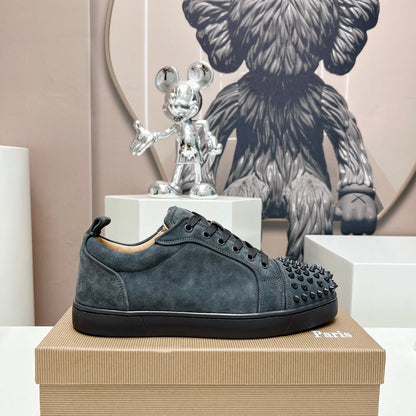 Christian Louboutin Louis Junior Spikes Orlato Veau Velours "Grey"