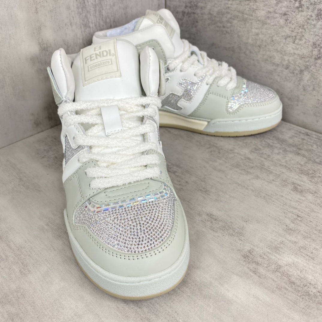 Fendi Match High-Top "White-Grey" Crystals