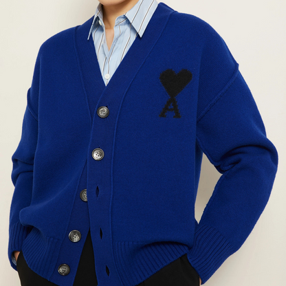 AMI Paris Ami De Coeur Cardigan "Blue"