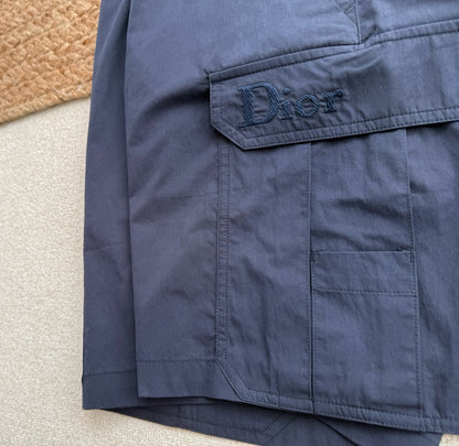 Dior Cargo Shorts with Dior Embroidery "Navy Blue Technical Fabric"