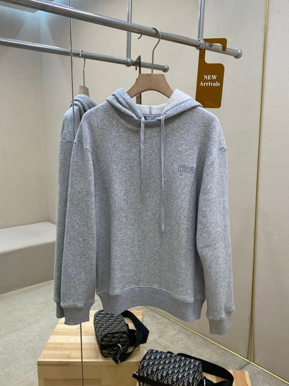 Dior Icons Hooded Sweatshirt "Gray Heathered Cashmere  and Cotton Blend Fleece"