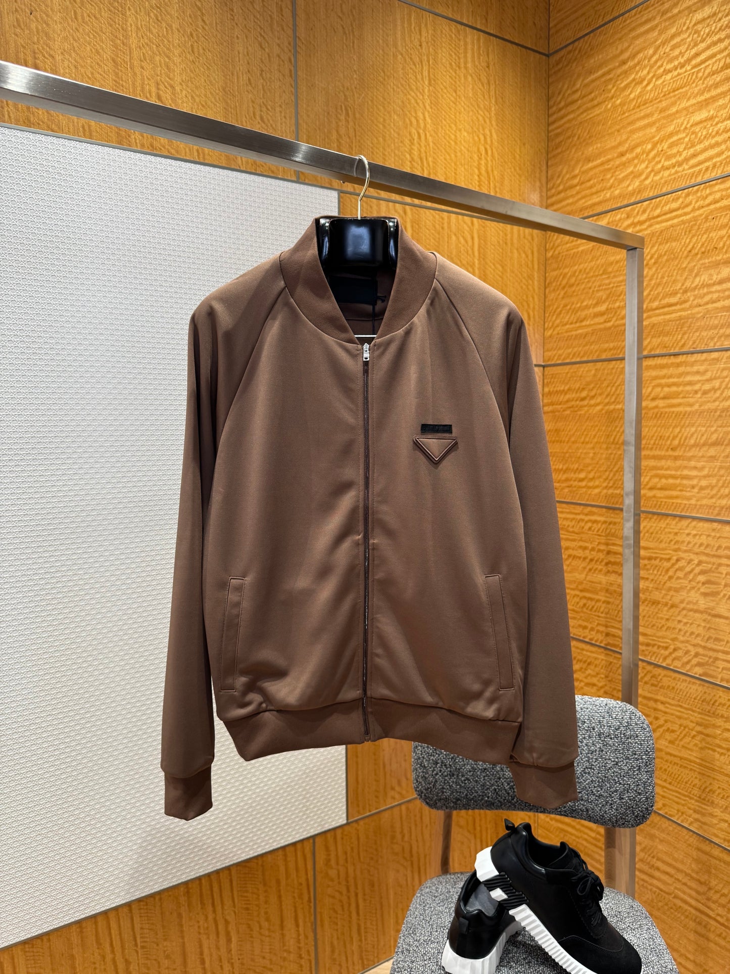 Prada Technical Fleece Blouson Jacket "Brown"