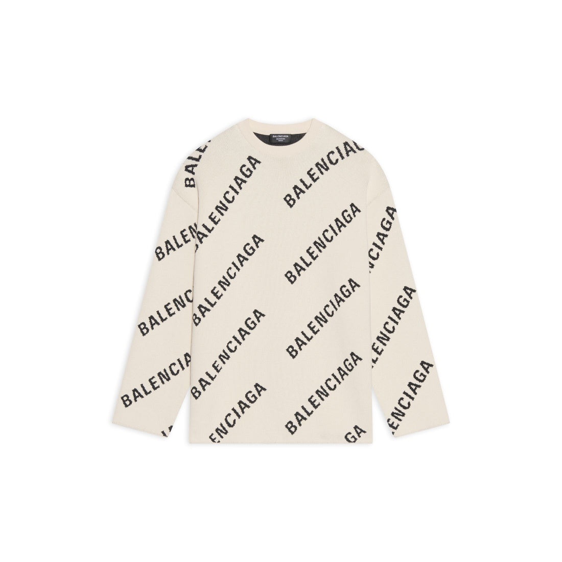 Balenciaga All-Over Logo Sweater "Beige-Black"