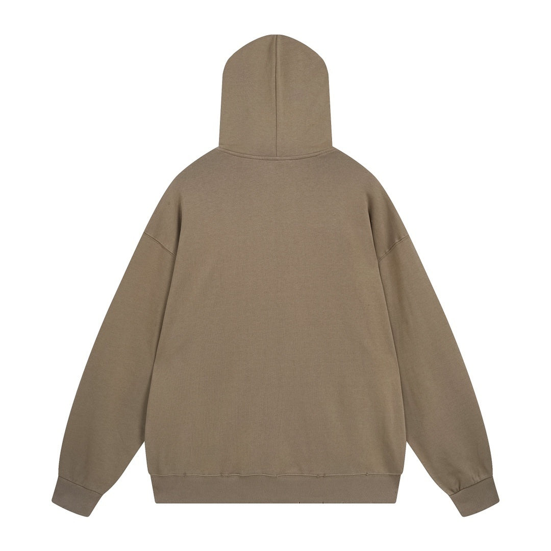 Balenciaga Distressed Caps Boxy Hoodie "Brown-Black"