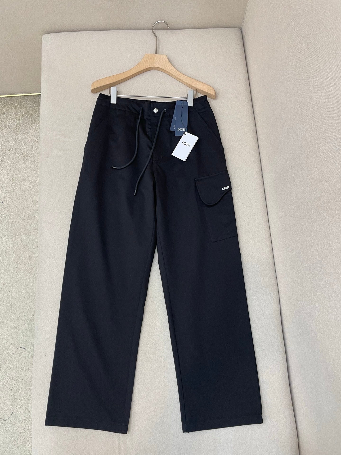 Dior Cargo Pants with Saddle Pocket "Black Blended Cotton Twill"