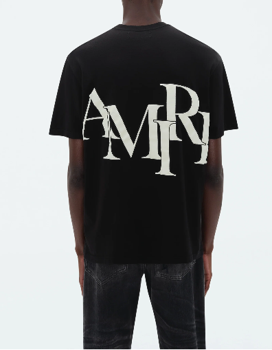 Amiri Staggered Logo T-Shirt "Black-White"