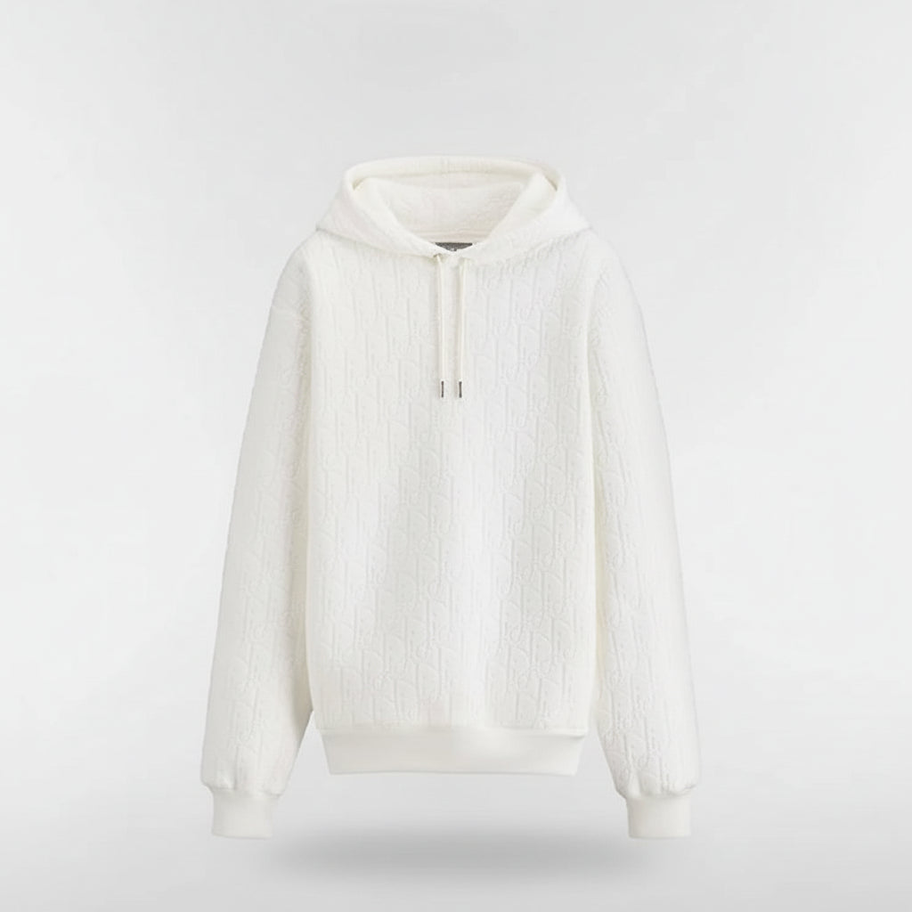 Dior Oblique Hooded Sweatshirt "Off-White Cotton Fleece"