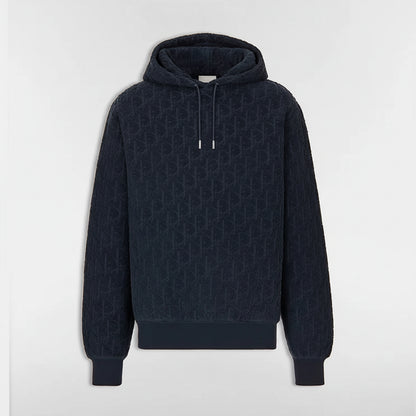 Dior Oblique Hooded Sweatshirt "Navy Blue Cotton Fleece"