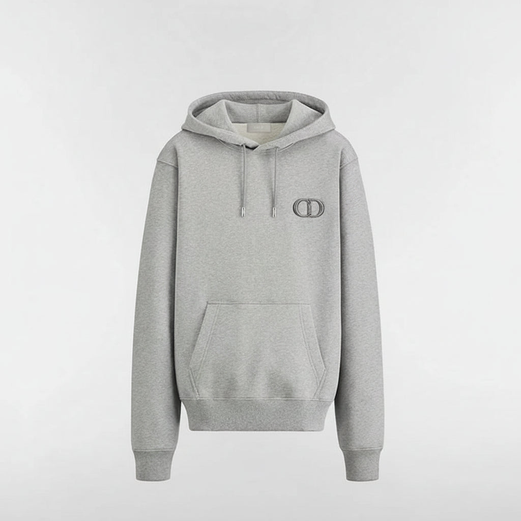 Dior CD Icon Hooded Sweatshirt "Gray Cotton Fleece"